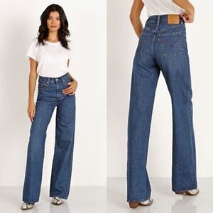 Levi’s-ribcage Straight Joli Thorax Droit Medium Wash Button Fly Jean